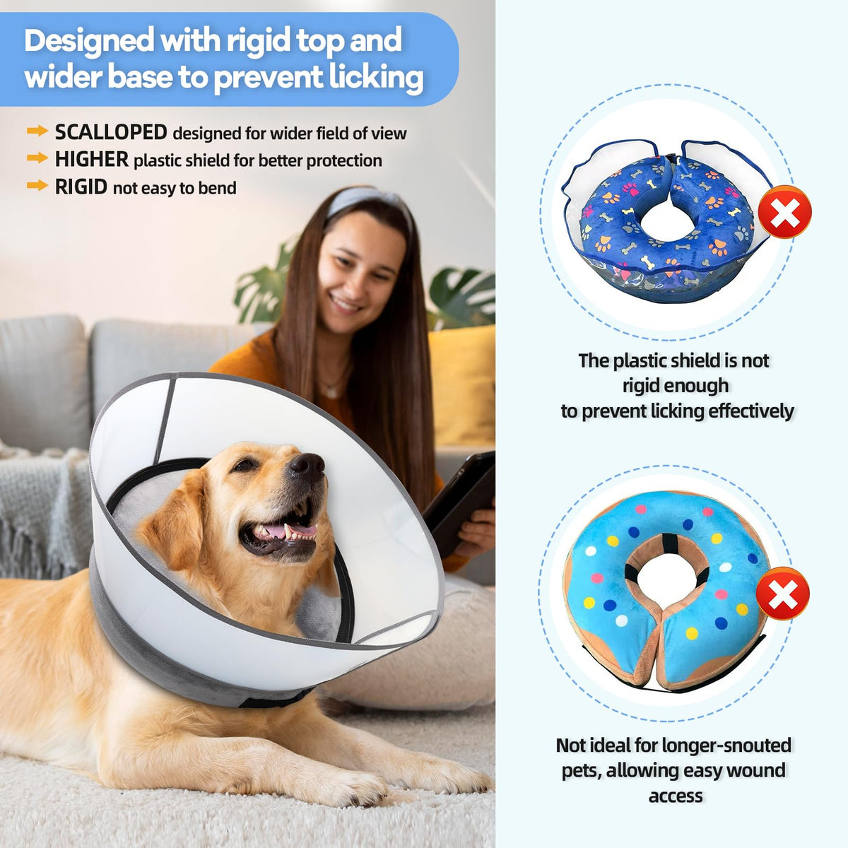 Inflatable Dog Cone Collar (M (Neck: 9-12") / Grey)