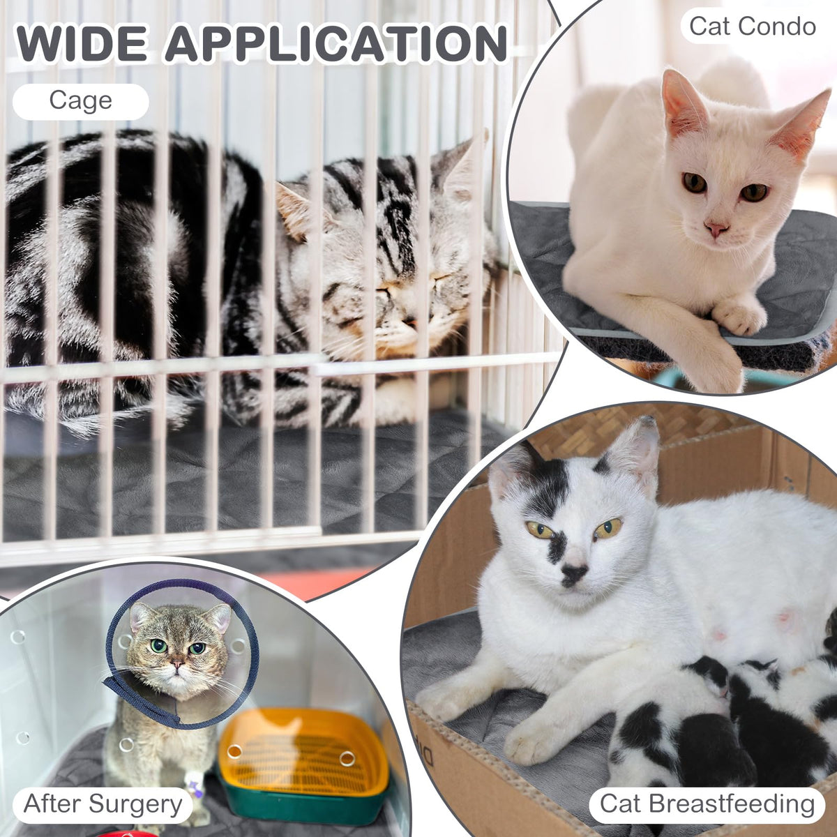 2 Pack Self Warming Cat Bed Thermal Pet Mat (18 x 24 Inches / Gray)