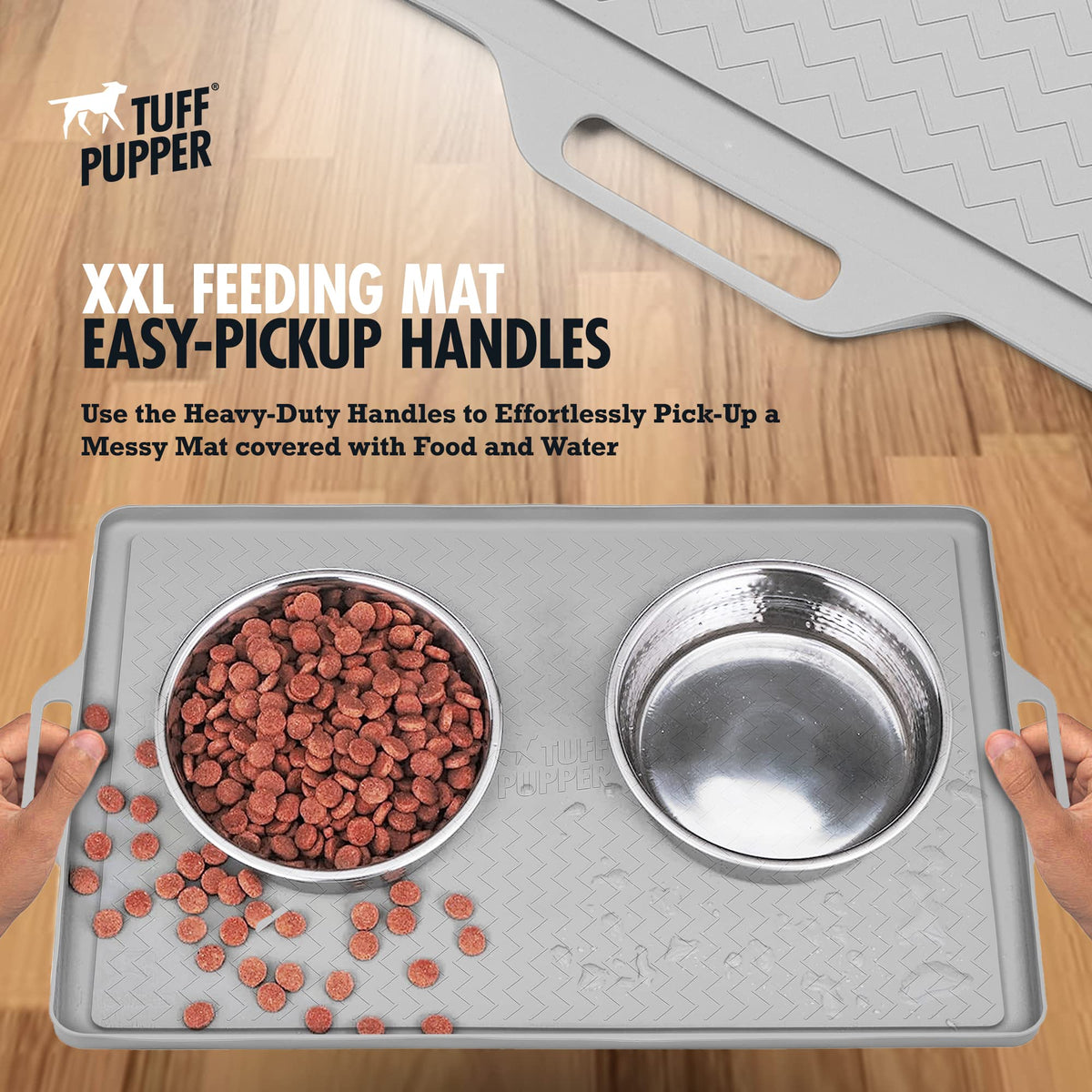 36x24 XXL Dog Feeding Mat for Food and Water (Gray / XX-Large - 36" x 24")