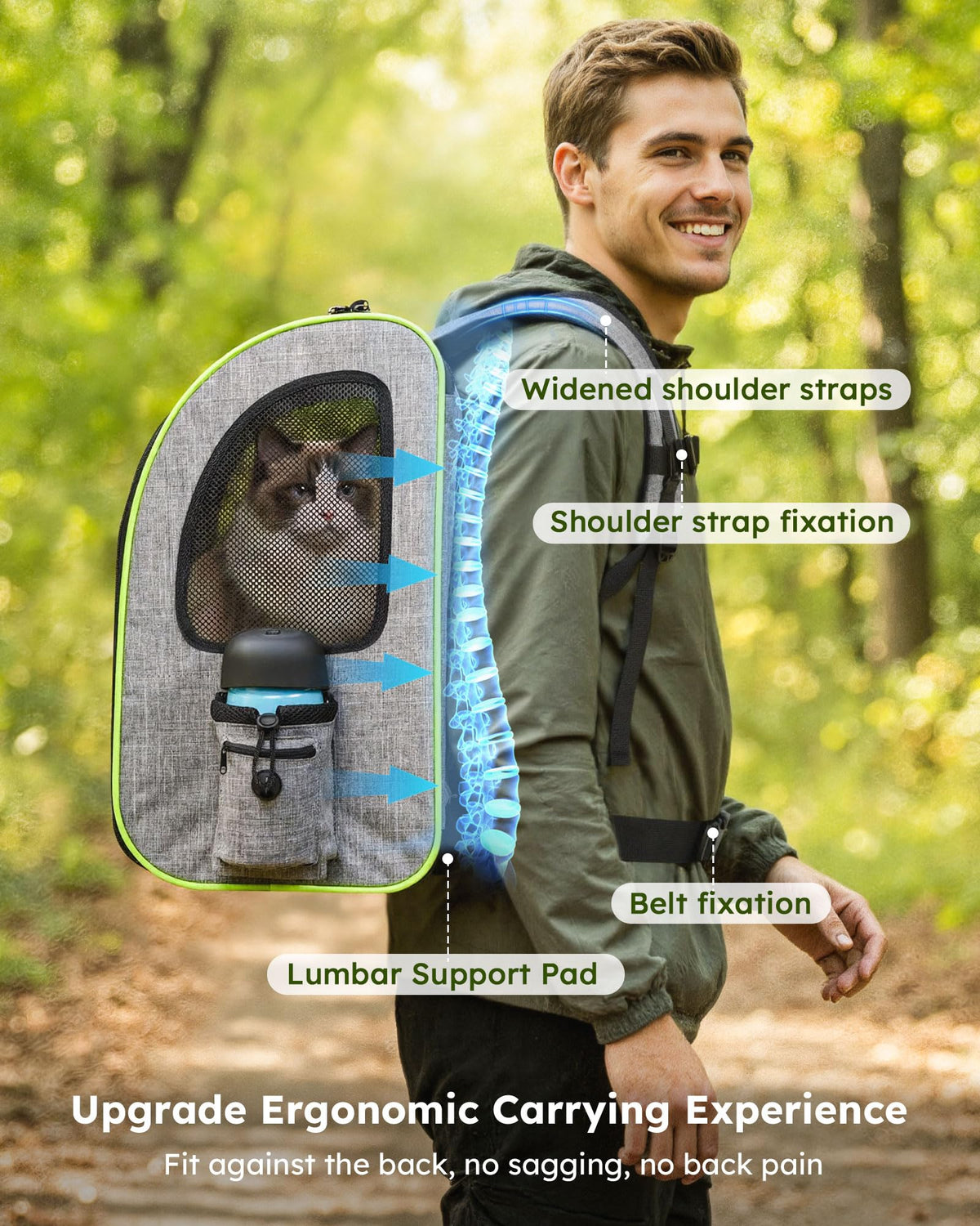 XL Cat Backpack Expandable (Grey / 15.4"L x 11.0"W x 19.0"H)