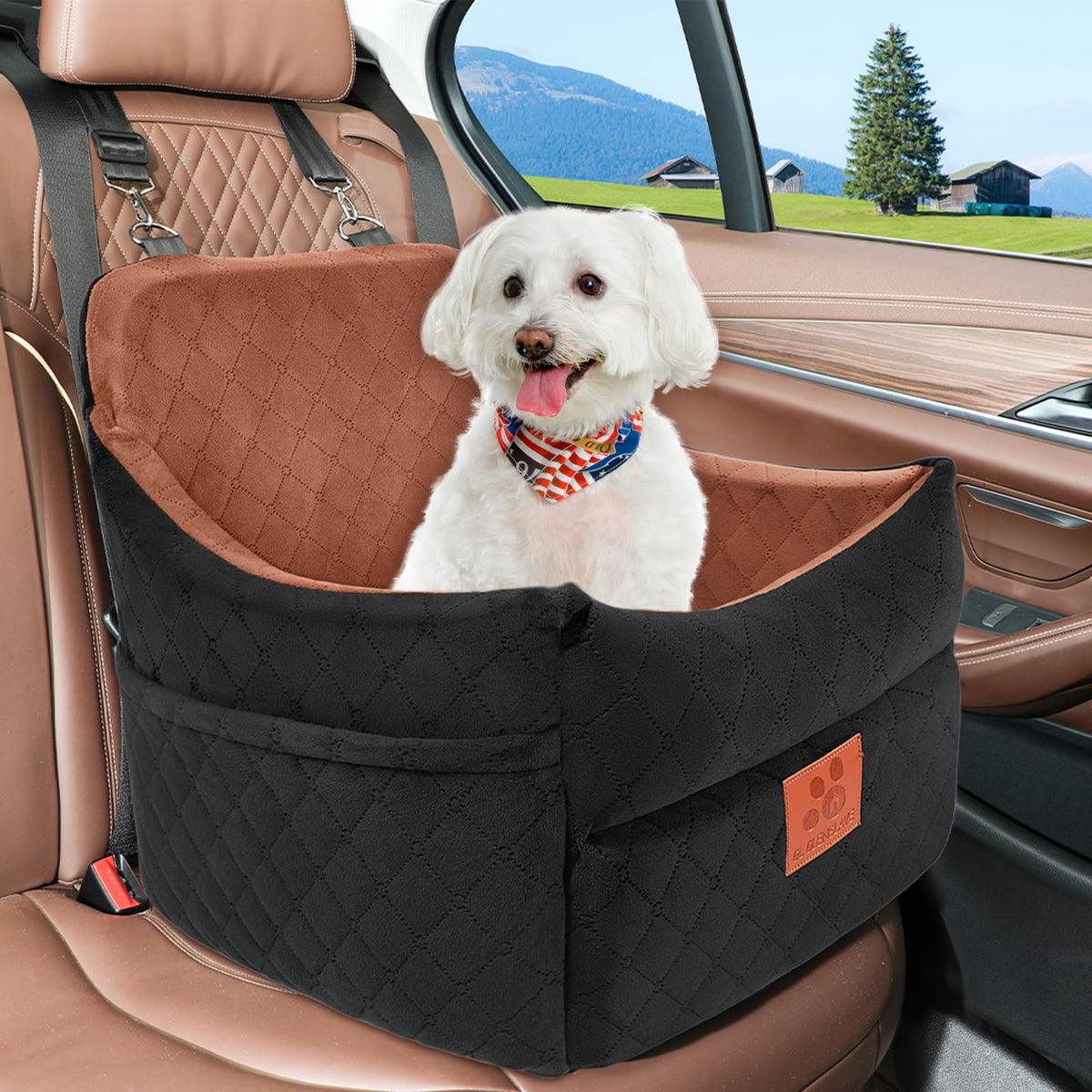 Dog Car Seat for Small (Black/Brown)