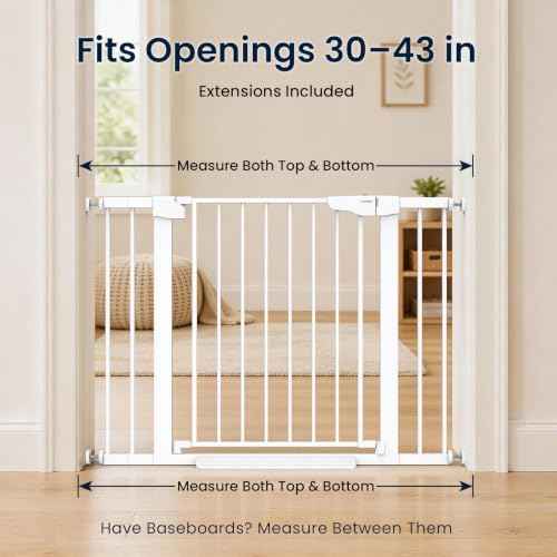 30 43" Baby Gate for Doorways (White / 30"-43" W x 30.5" H)