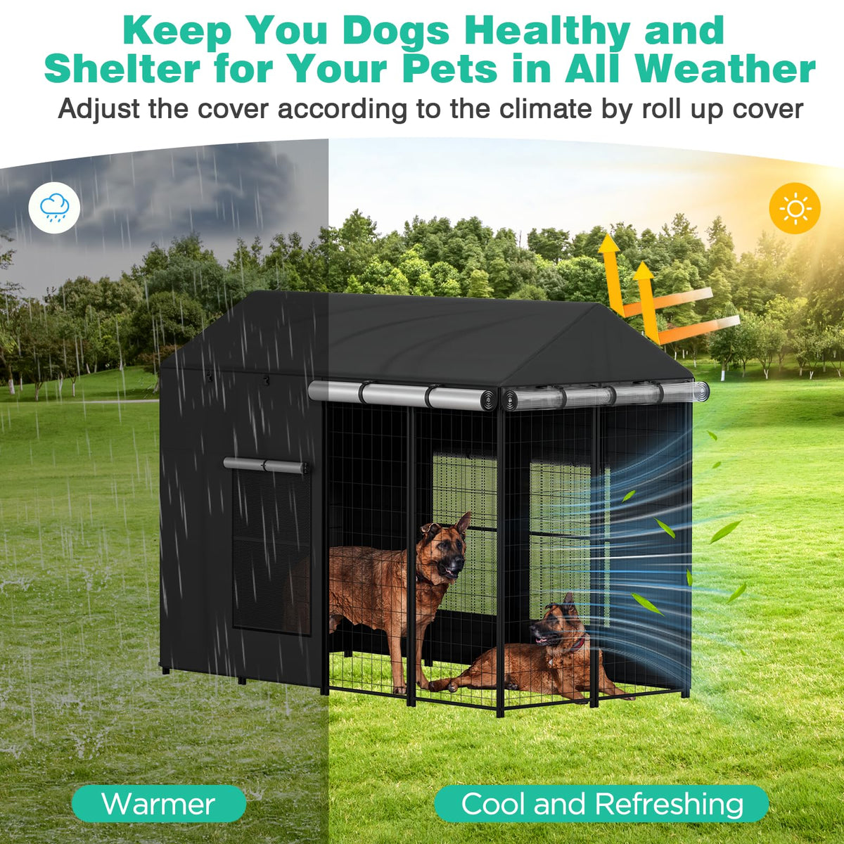 Outdoor Dog Kennel Cover 8'D x 4'W x 6'H (8'D x 4'W x 6'H)