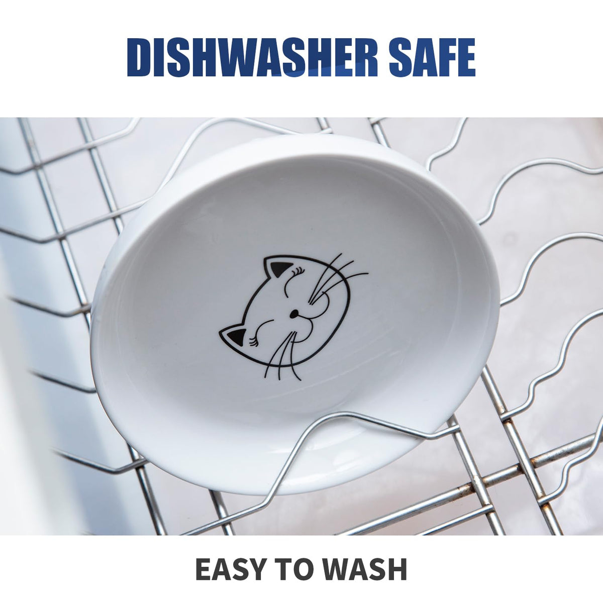 Shallow Wide Cat Food Bowls Anti Whisker Fatigue (Grey)