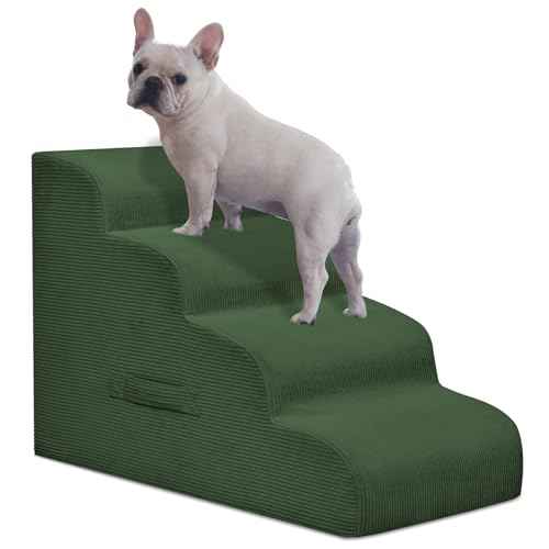 4 Step Dog Stairs Pet Ramp for High Beds (Green / 4-Step 20"H)