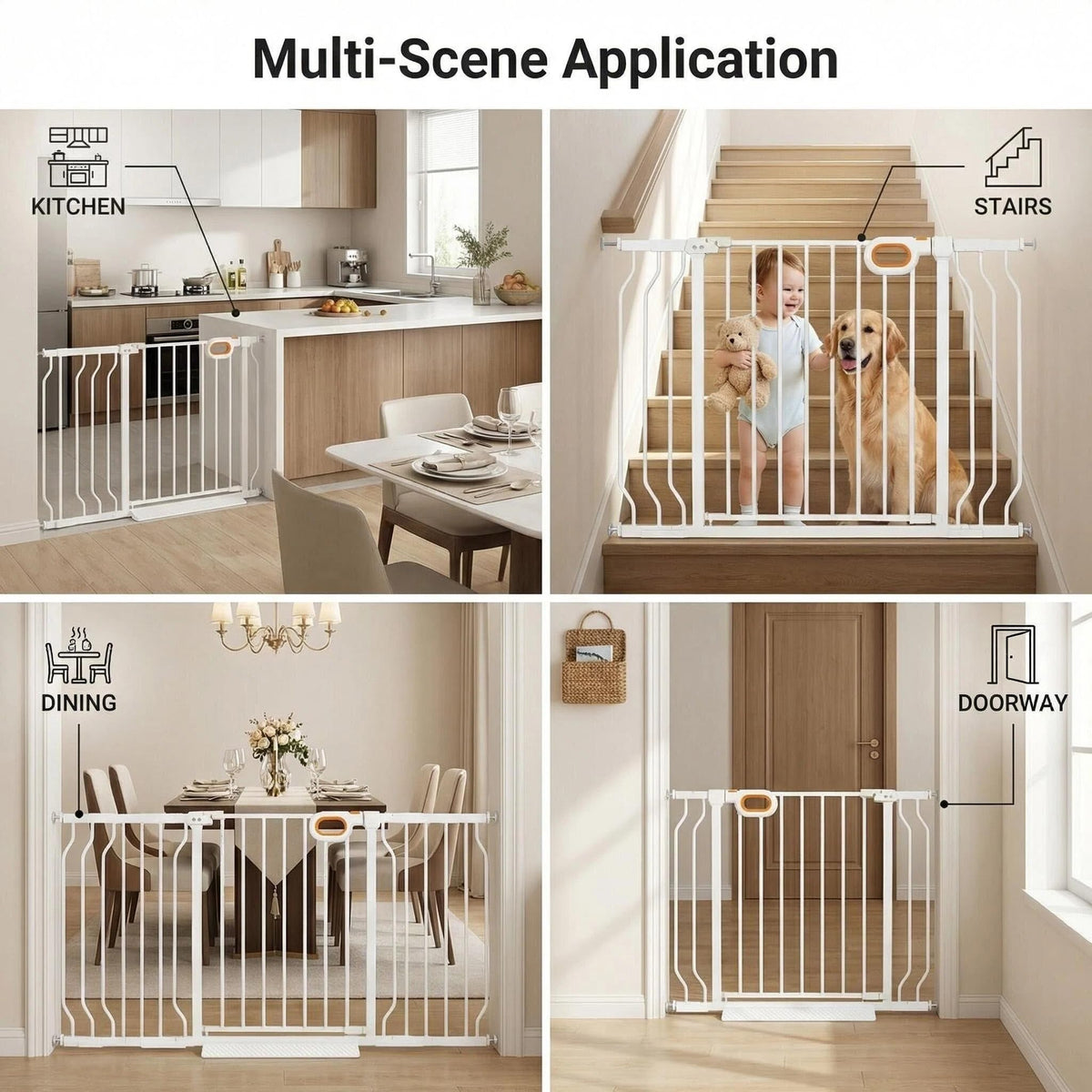 Small Narrow Baby Gate for Stairs 23.8 (White / 23.8-28.3inch)