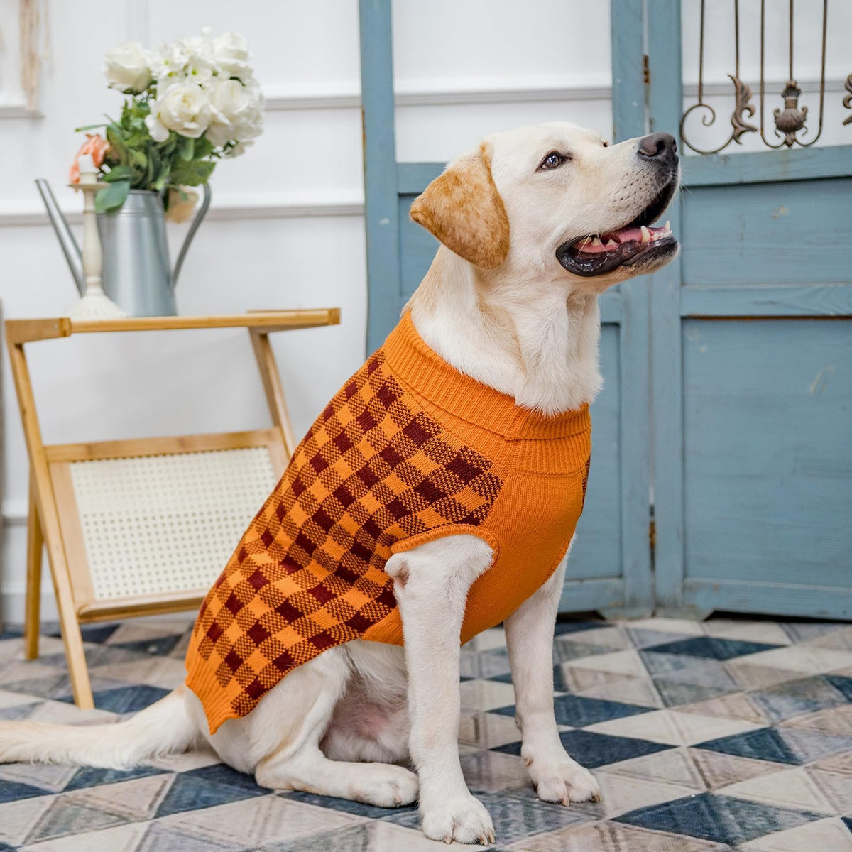 Dog Sweaters for Large Medium Small Dogs (L - Chest 28", Back 20" / Orange)