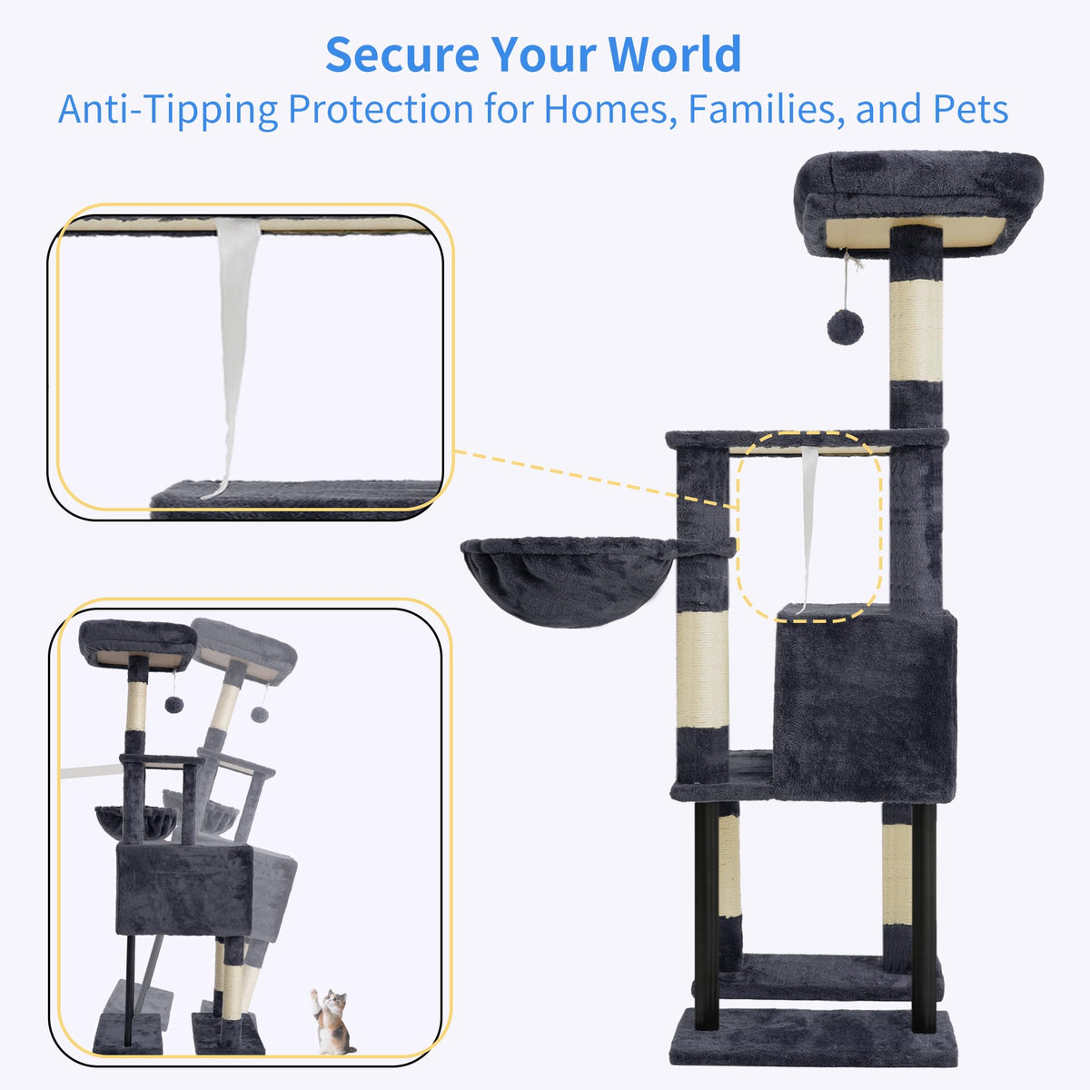 Cat Tree with Toy (Smoky Gray / 49 inch)