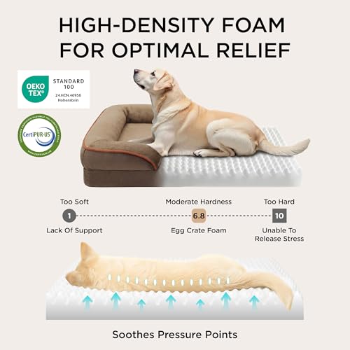 Orthopedic Dog Beds Large Sized Dog Washable Original Design (Brown / 35"l X 25"w X 6.5"th)
