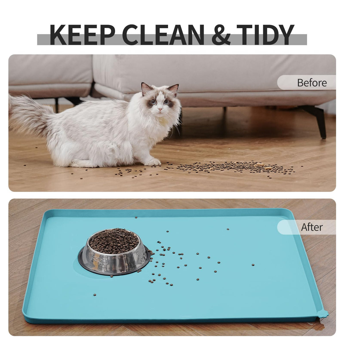 Silicone Pet Feeding Mat (Turquoise / 18.5" x 11.5")