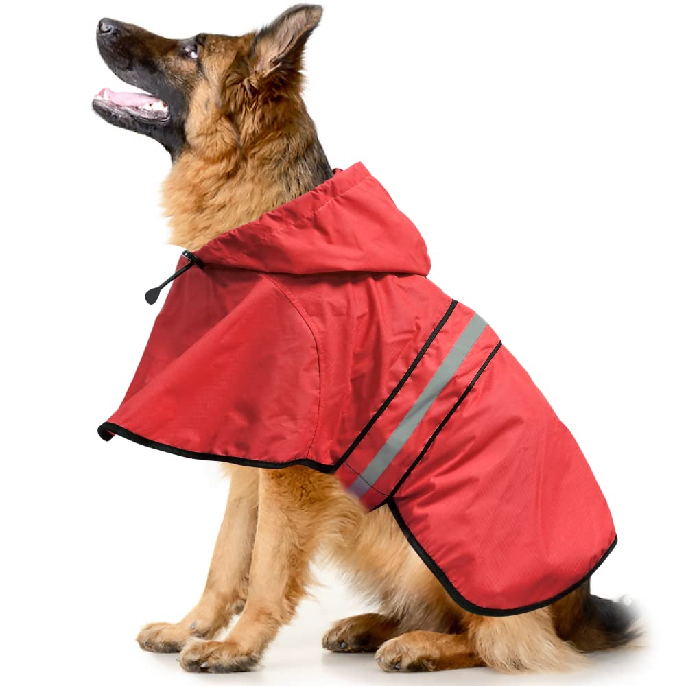 Waterproof Reflective Dog Raincoat (Red / Large)