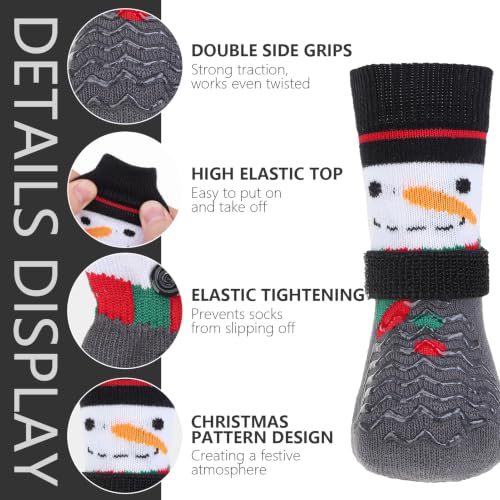 Anti Slip Dog Socks to Prevent Licking Paws for Hot Pavement (White & Grey / Medium)