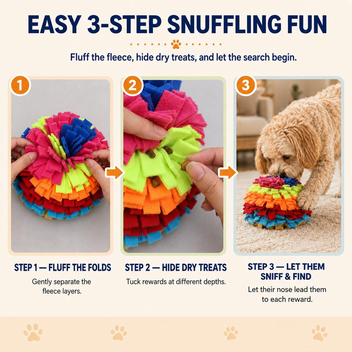 2-in-1 Snuffle Ball for Dogs with Removable Plush Toy and Built-in Storage, Interactive Dog Puzzle Toy for Treat Hiding & Slow Feeding, Machine Washable Dog Enrichment Set (Rainbow-colored / Large)