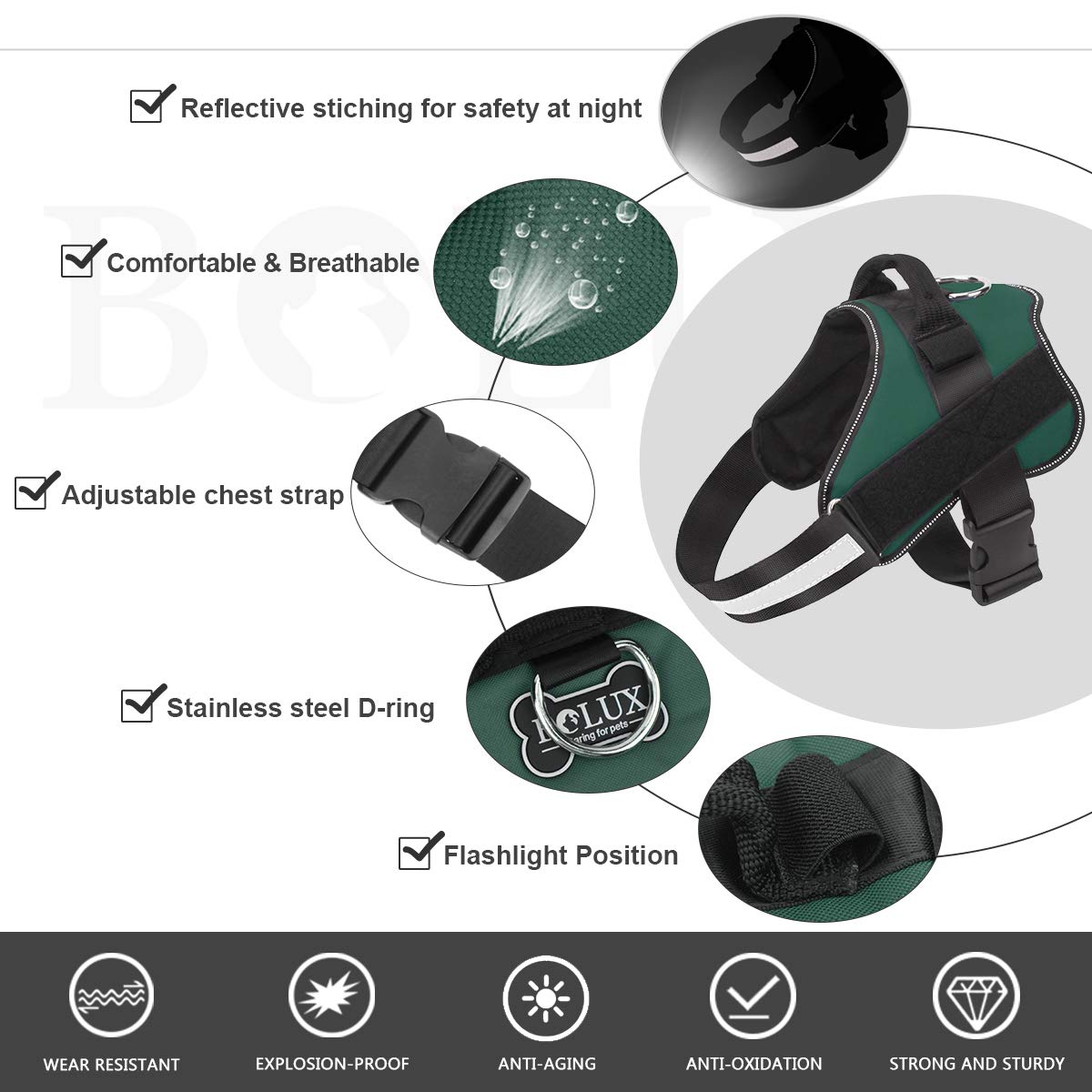 Dog Harness No (Medium (Pack of 1) / Dark green)
