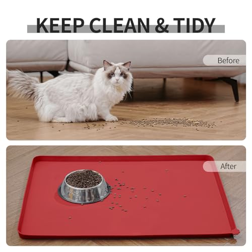Silicone Pet Feeding Mat (Red / 22" x 14")