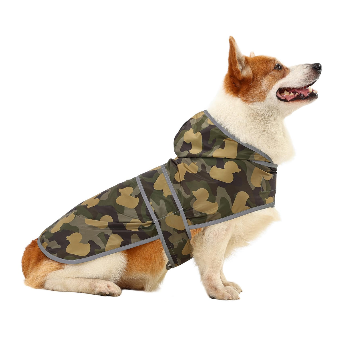 Reflective Dog Poncho Rain Jacket (Camo Ducks / Large)