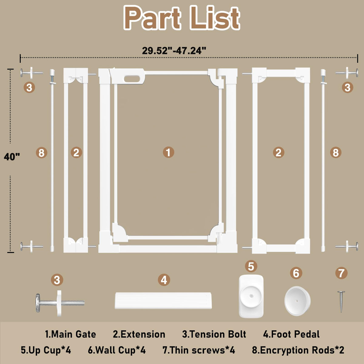 40" Extra Tall Clear Acrylic Dog Gate 29.52 (White / 29.52-47.24"W x 40"H)