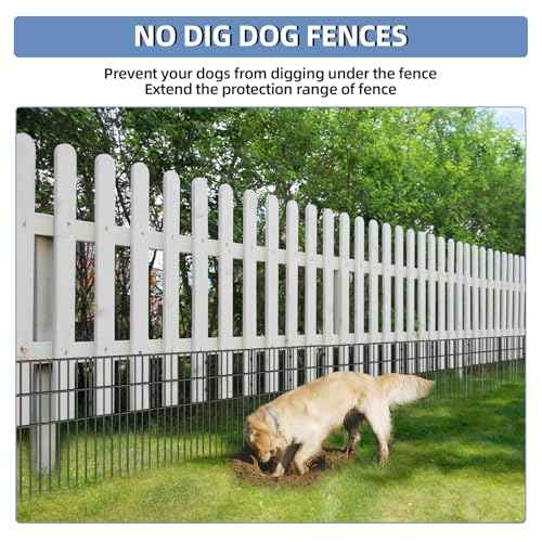 17in(H) x10ft(L) Garden Animal Barrier Fence, No Dig Decorative Fences, 1.5in Spike Spacing Rustproof Metal Garden Fence Border for Dogs Rabbits, Bottom Blocker for Outdoor Yard Patio (10FT x17in(H), 9pack)
