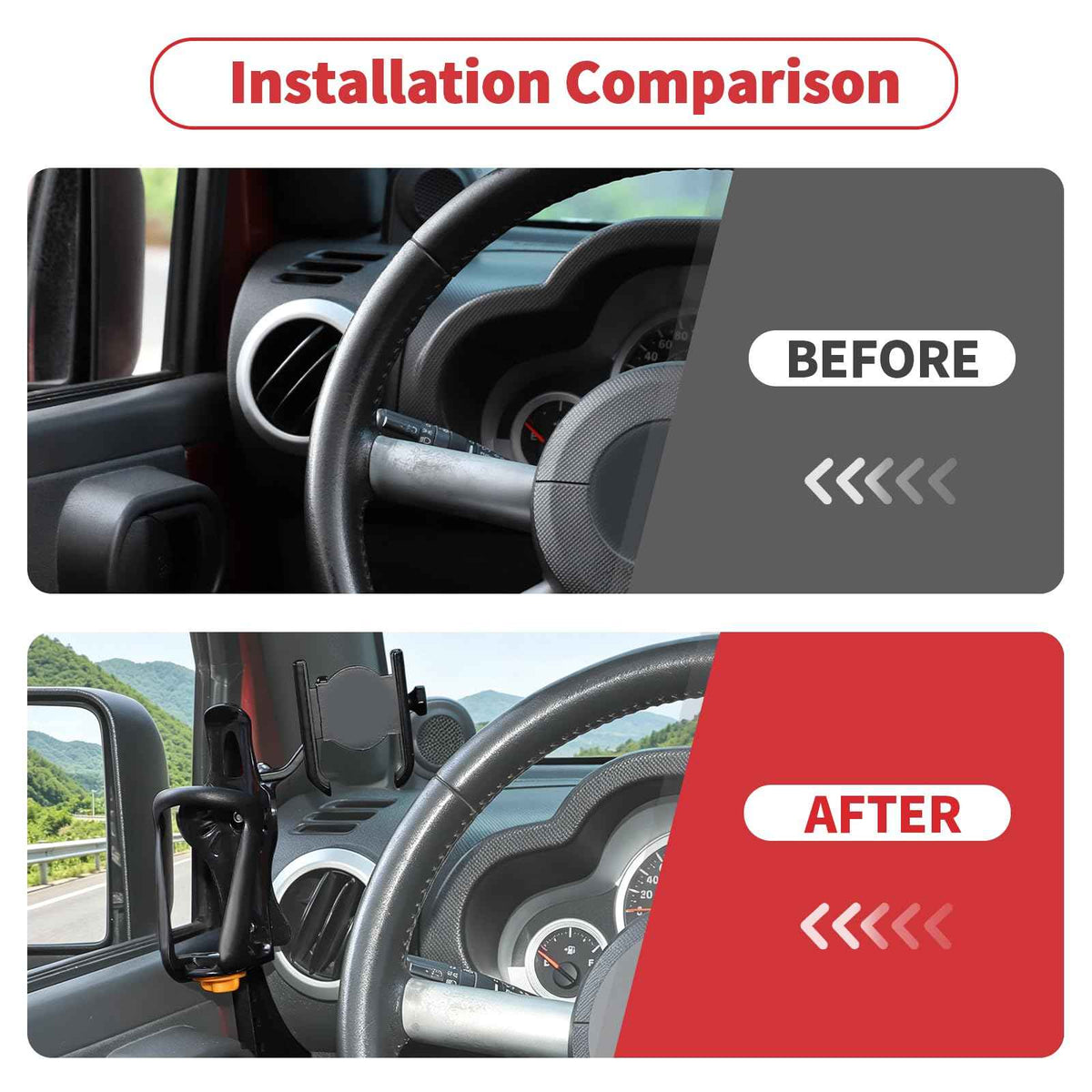 Door Cup Holder Expander Compatible with Jeep Wrangler JK JKU 2011 (Pair / 11-18)
