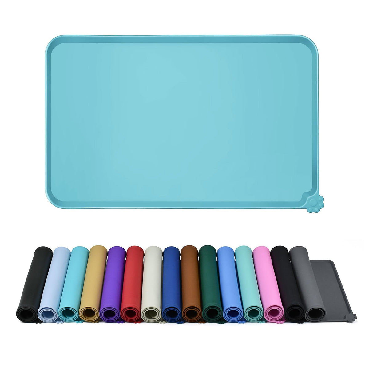 Silicone Pet Feeding Mat (Turquoise / 18.5" x 11.5")