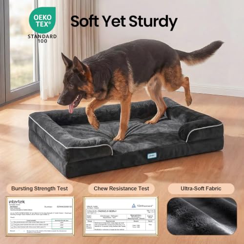 Orthopedic Large Dog Bed Couch Sofa with Memory Foam (45" x 33" x 7.5" / 03-Black)