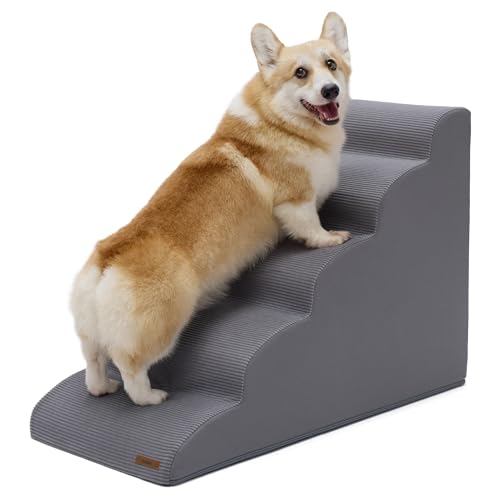 Lesure Dog Stairs for Small Dogs (Grey / 5-Step (H: 22.8IN))
