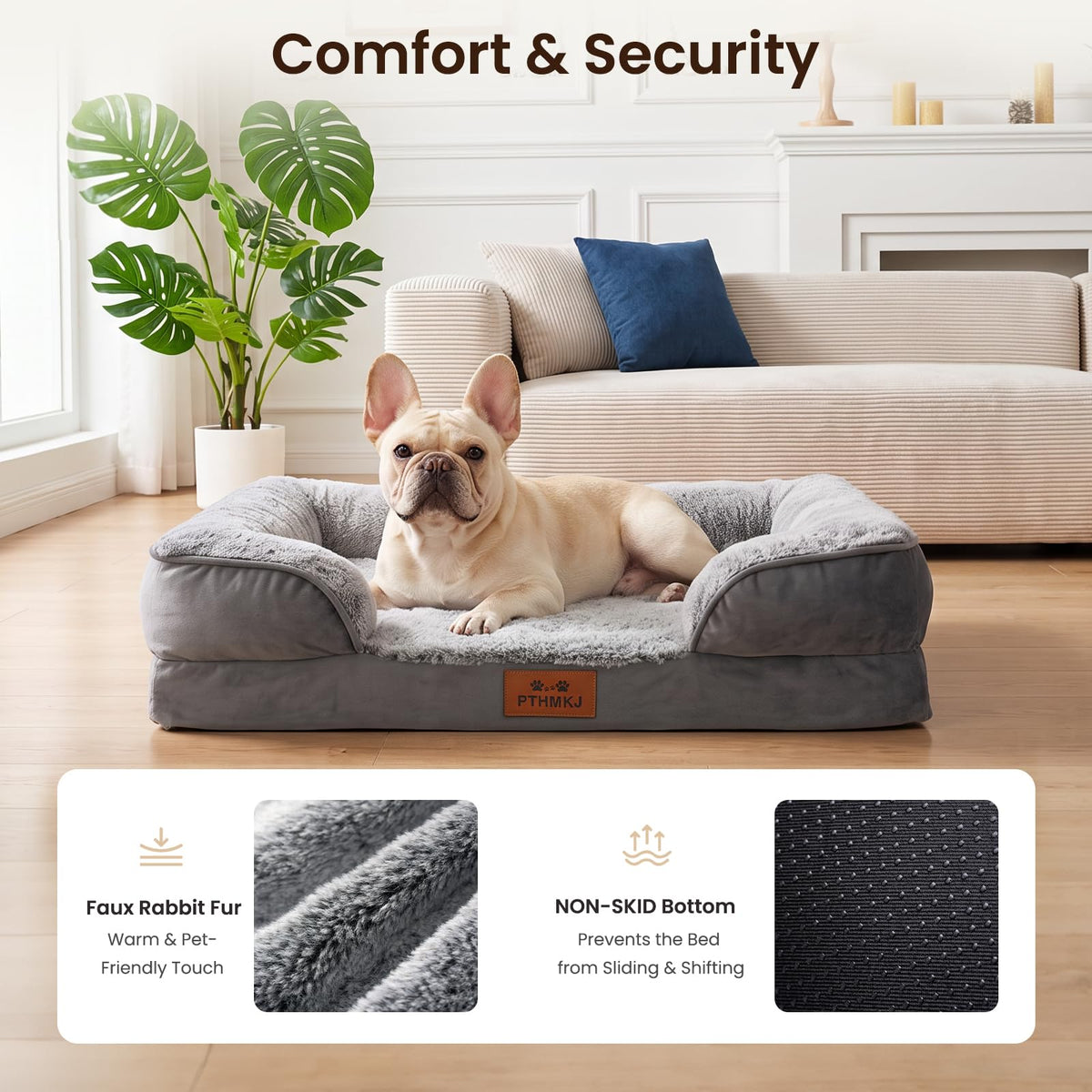Orthopedic Extra Large Dog Bed (Grey / 44.0" L x 31.5" W x 7.5" Th)