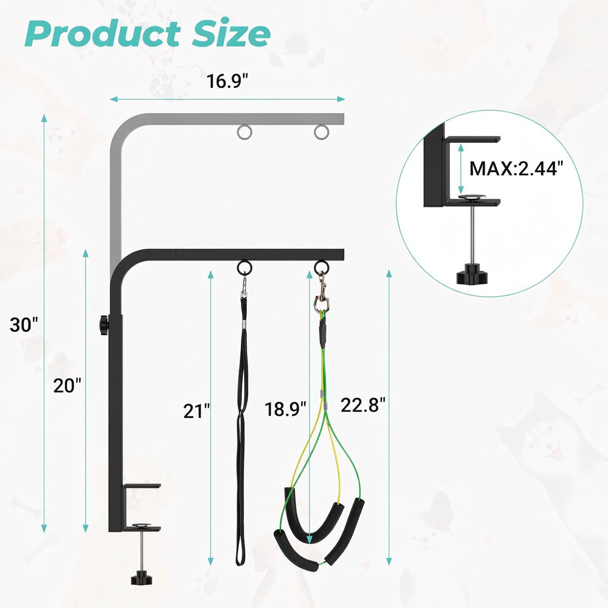 Adjustable Dog Grooming Arm with Heavy (Teal / Small)