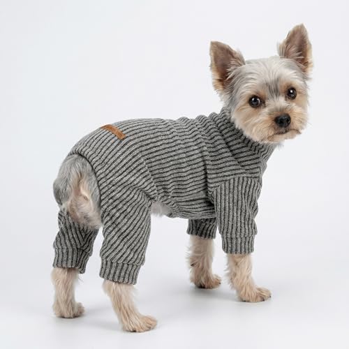 Mock Neck Knitted Dog Pajamas (Small / Grey)