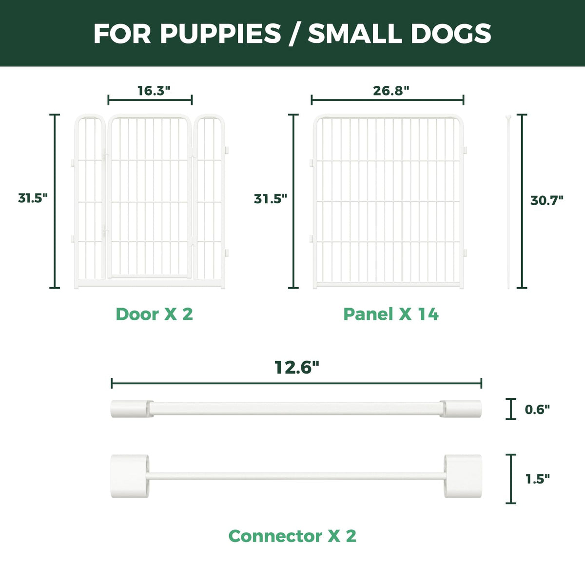 Homeplus Indoor Dog Playpen with Divider Connectors (White / 32"H)