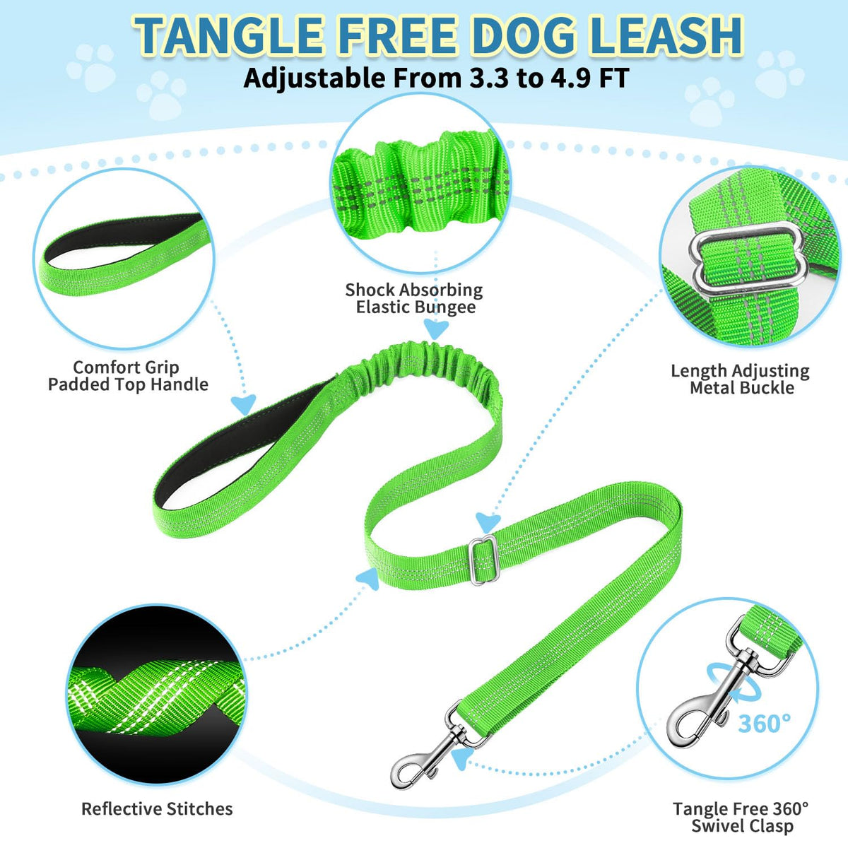 No Pull Small Dog Harness and Leash Set with Front Clip (XX-Small / Green)