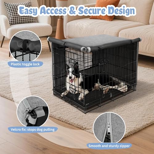 Dog Crate Cover (42.9"L x 28.3"W x 30.3"H / Grey)