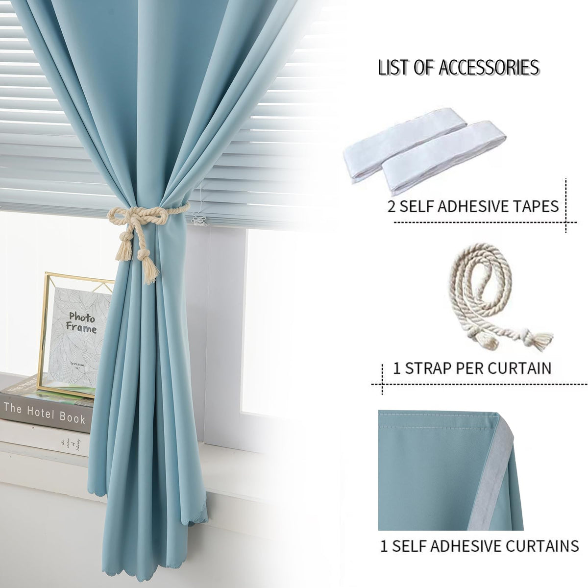 Portable Light Blocking Curtains Self (71"W x 84"L (Pack of 1) / Lake Blue)