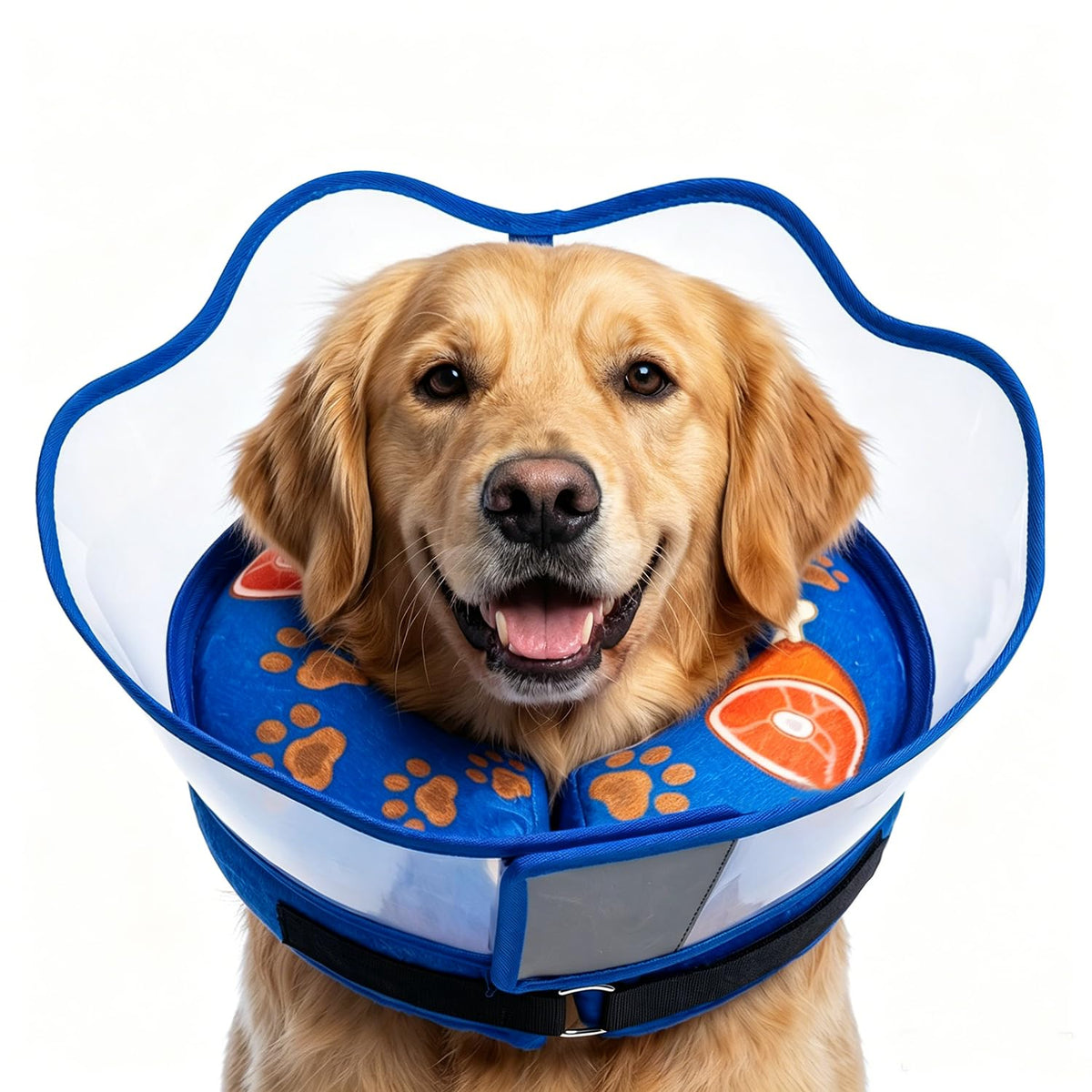 Inflatable Dog Cat Cone Collar with Transparent Shield for After Surgery (S(Neck:6"-8"))