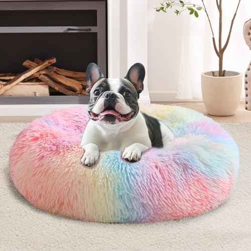 Calming Dog Beds Extra Large Sized Dog (Rainbow / 45.0"L x 45.0"W x 10.0"Th)
