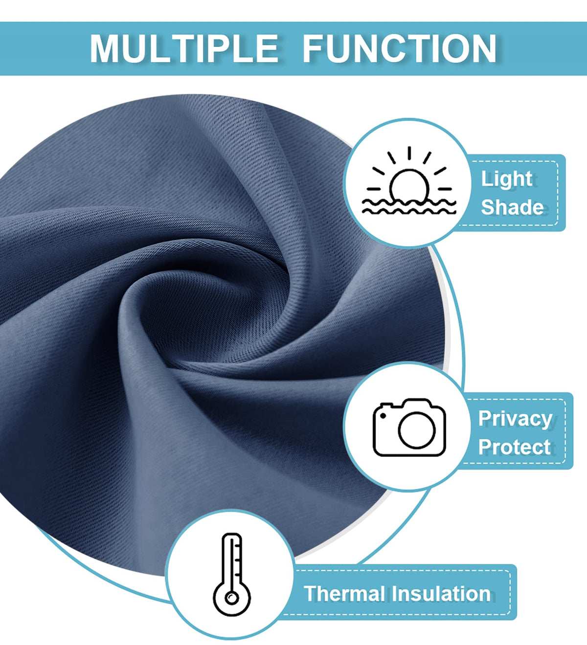 Blackout French Door Curtain (Stone Blue / 26"W x 69"L (Pack of 1))