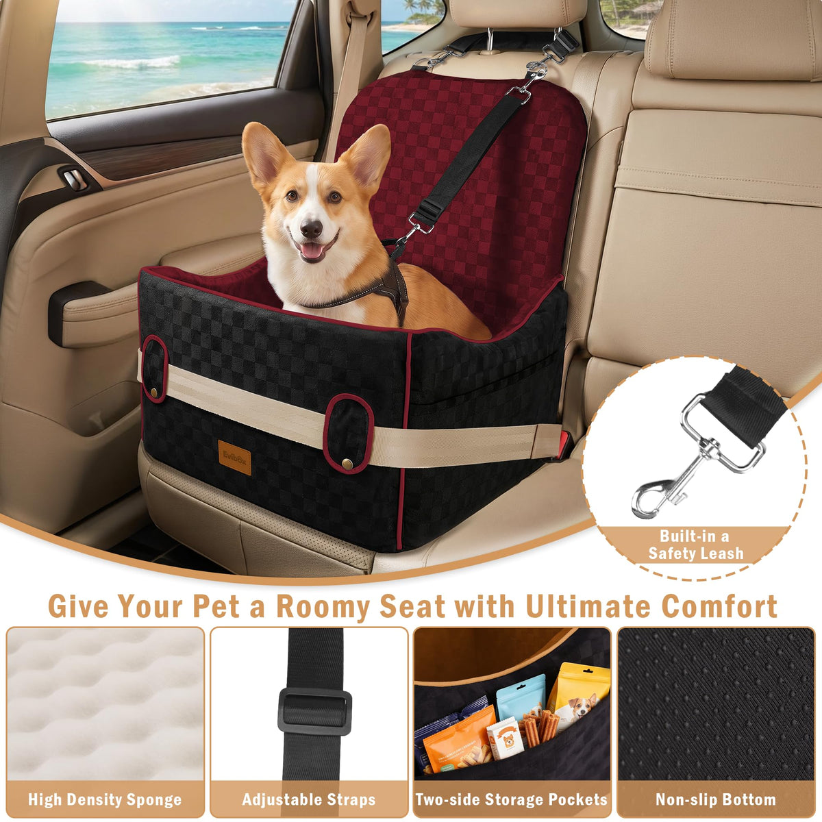 Dog Booster Seat (Wine Red / Medium)