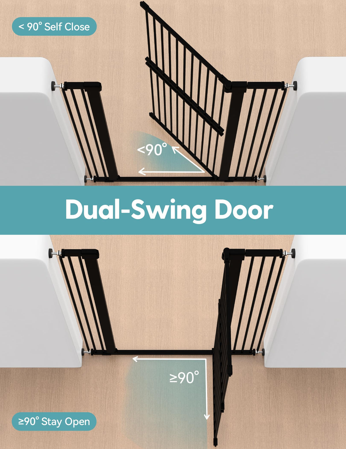 55" Extra Tall Pet Gate (Black - S10 / 55" Tall, 31.5-48" Wide)
