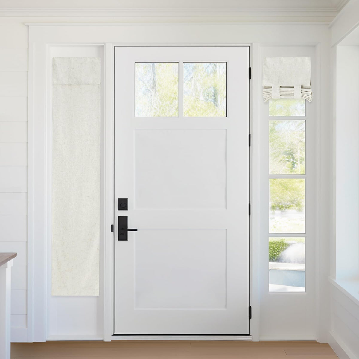100% Blackout Front Door Window Covering Small Sidelight Blinds (Linen / 12"W x 69"L (Pack of 1))