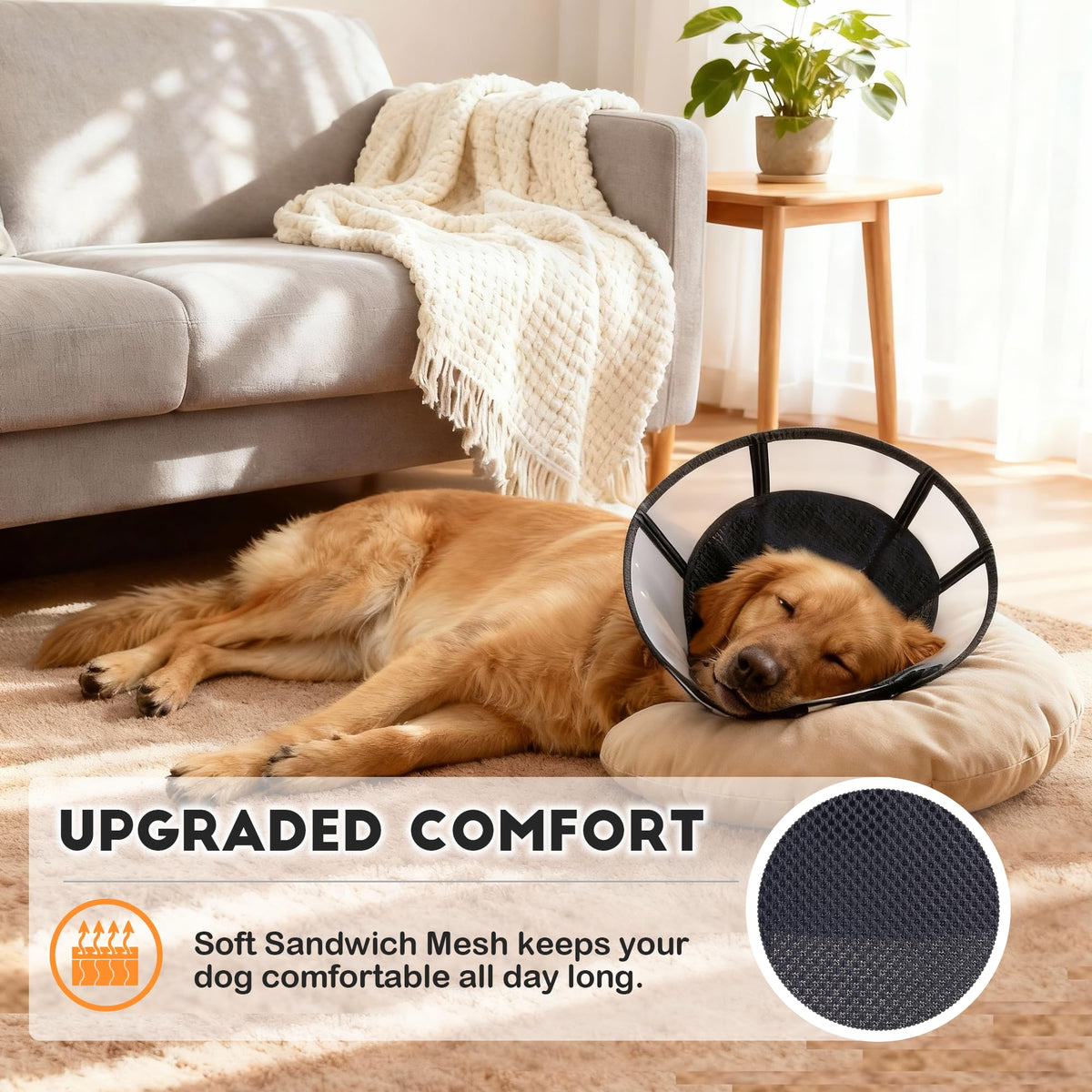 Soft Dog Cone (Black / L(Neck:14.25-18"))