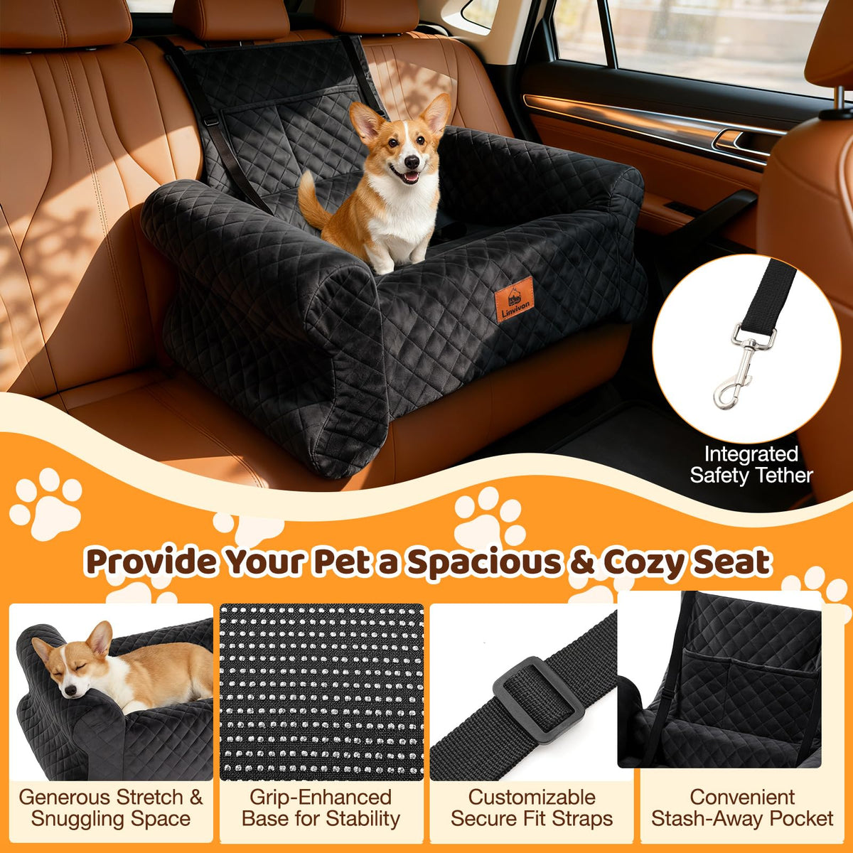 Dog Car Seat for Medium (Black)