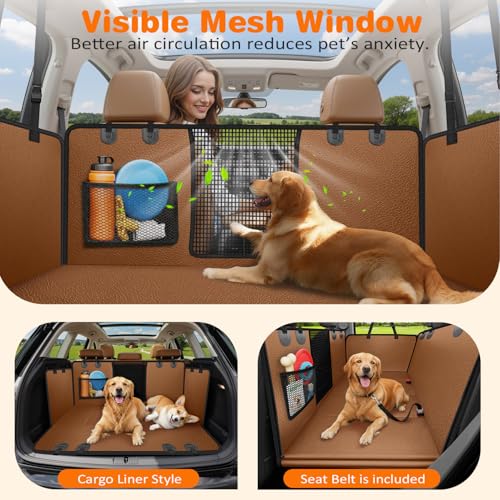 PU Leather Hard Bottom Dog Seat Cover for Full (Brown / XL - 60" Length)