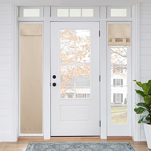 No Drill 12 inch Curtains for Sidelight French Door Curtain (Biscotti Beige / 12"W x 72"L (Pack of 1))