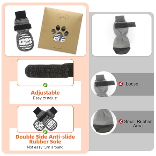 Dog Socks Shoes for Hot Pavement to Prevent Licking Paws (Paw Gray / Large (Paw Width: 3"))