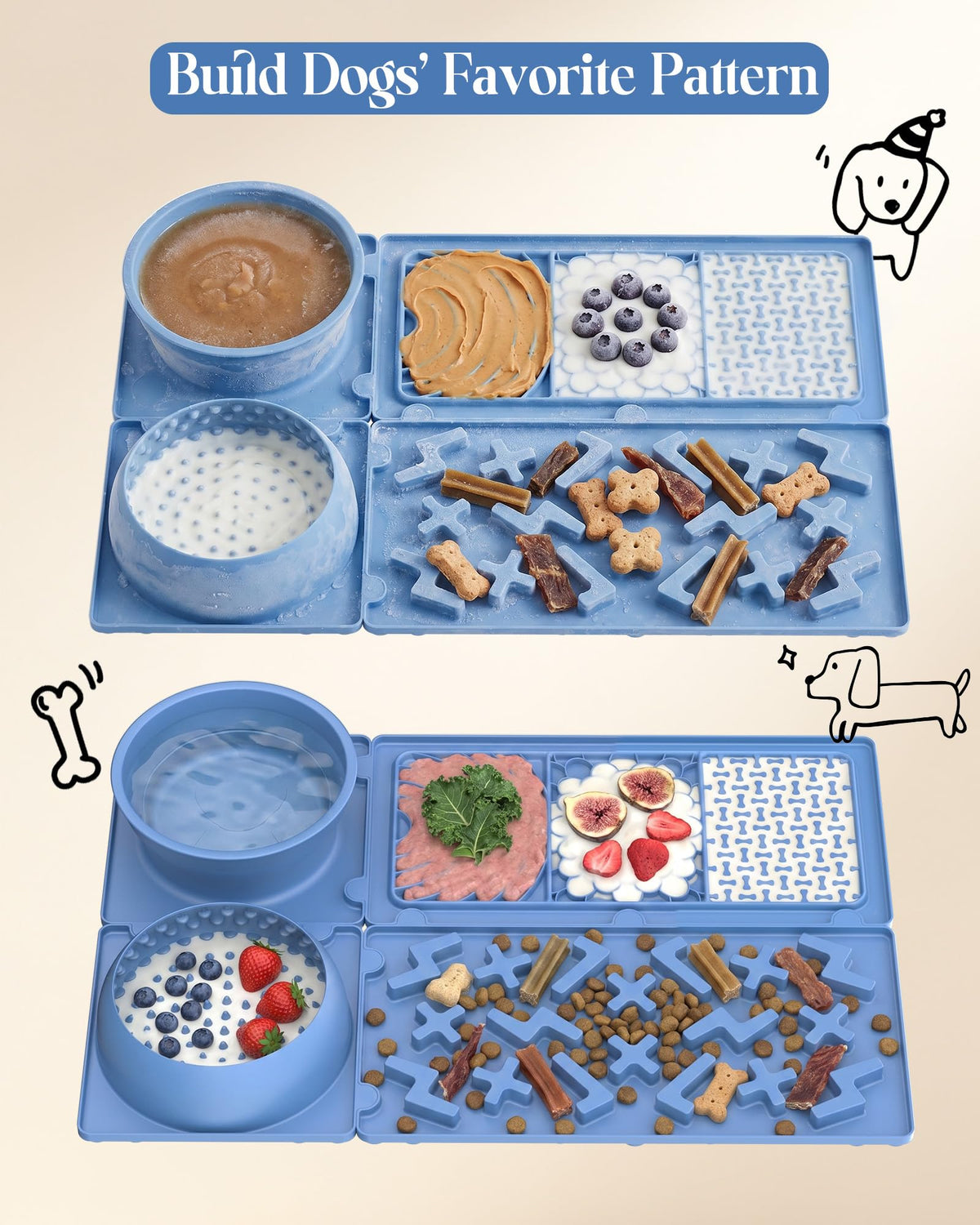 4-in-1 Detachable Dog Lick Mat Set with Suction Cups 24"x16"