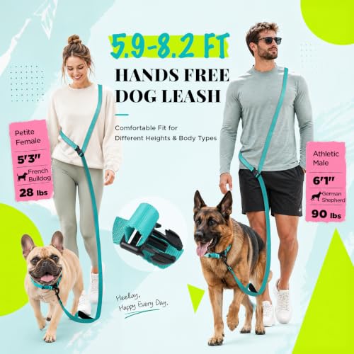 Hands Free Dog Leash (5.9-8.2 FT Teal)