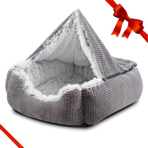 Dog Beds for Small Dogs with Blanket Attached (20.0"L x 19.0"W x 6.0"Th)