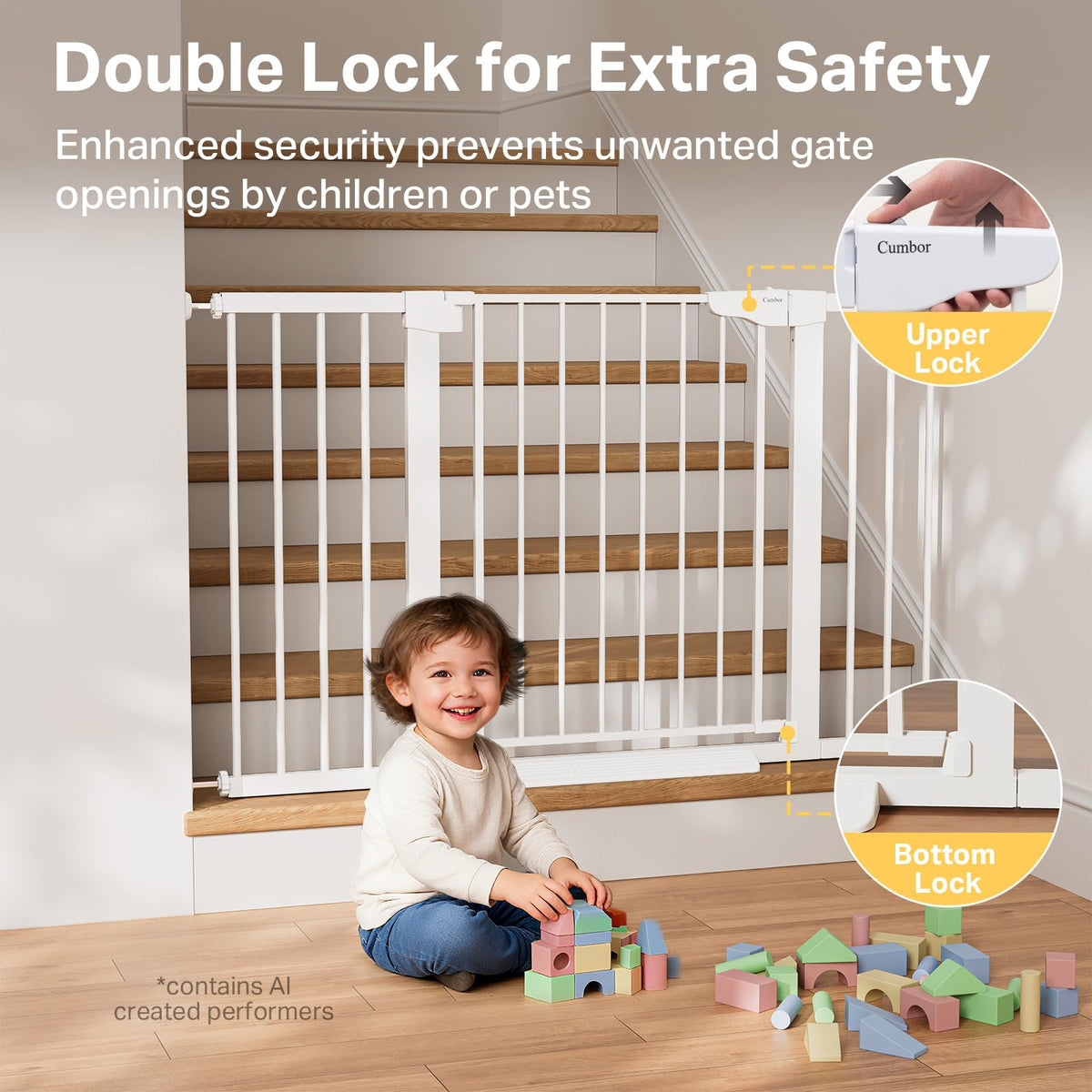 2-Pack 29.7-51.5 in Extra Wide Baby Gate for Stairs, Dog Gate White (White / 29.7-51.5"W x 30.5"H (2 Pack ))