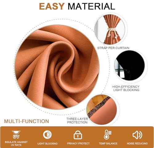 Self Adhesive Curtains (35"W x 59"L (Pack of 2) / Orange)