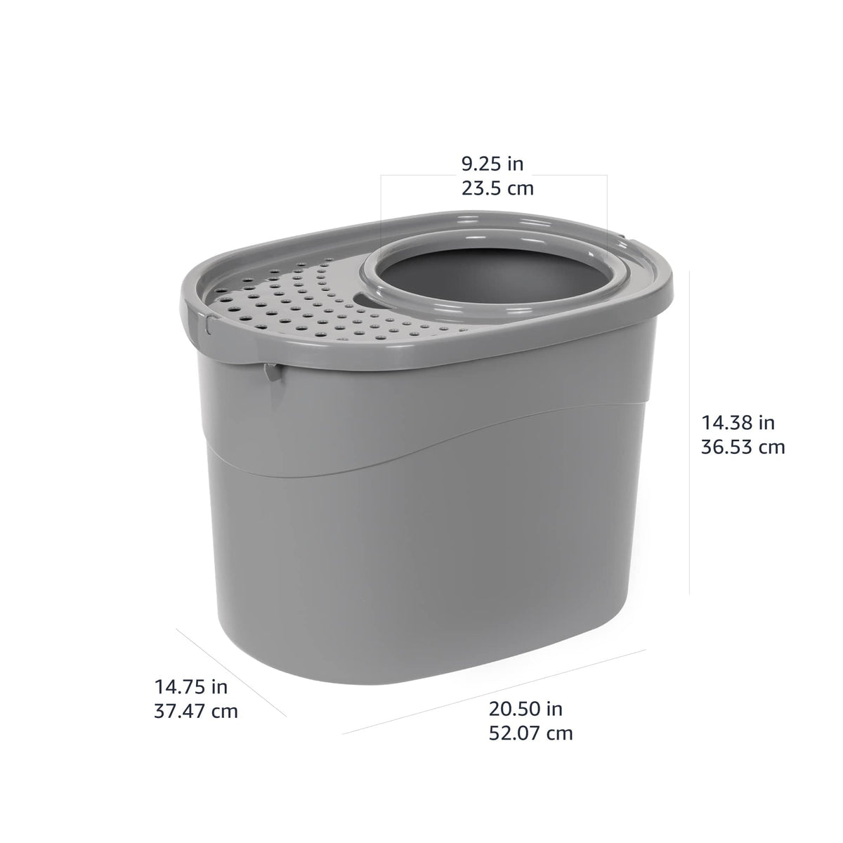 Large Cat Litter Box with High Sides (Grey / Top Entry)